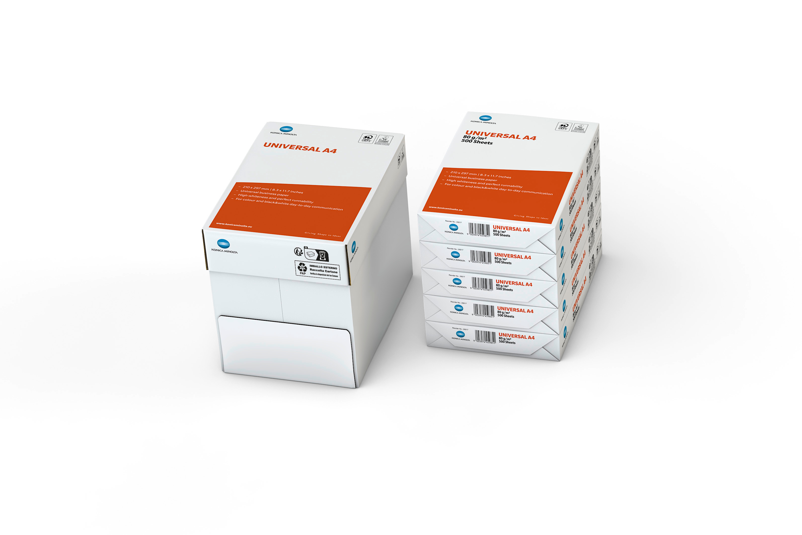 Konica Minolta Kopierpapier Universal, A4, 80g, 2.500 Blatt, Maxi-Box