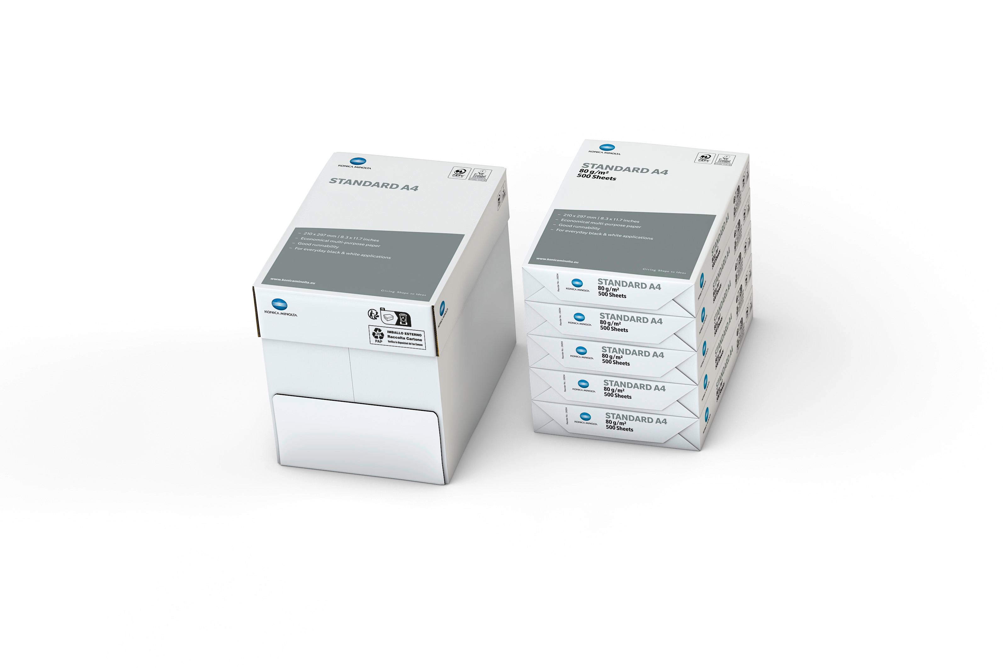 Konica Minolta Kopierpapier Standard, A4, 80g, 2.500 Blatt, Maxi-Box