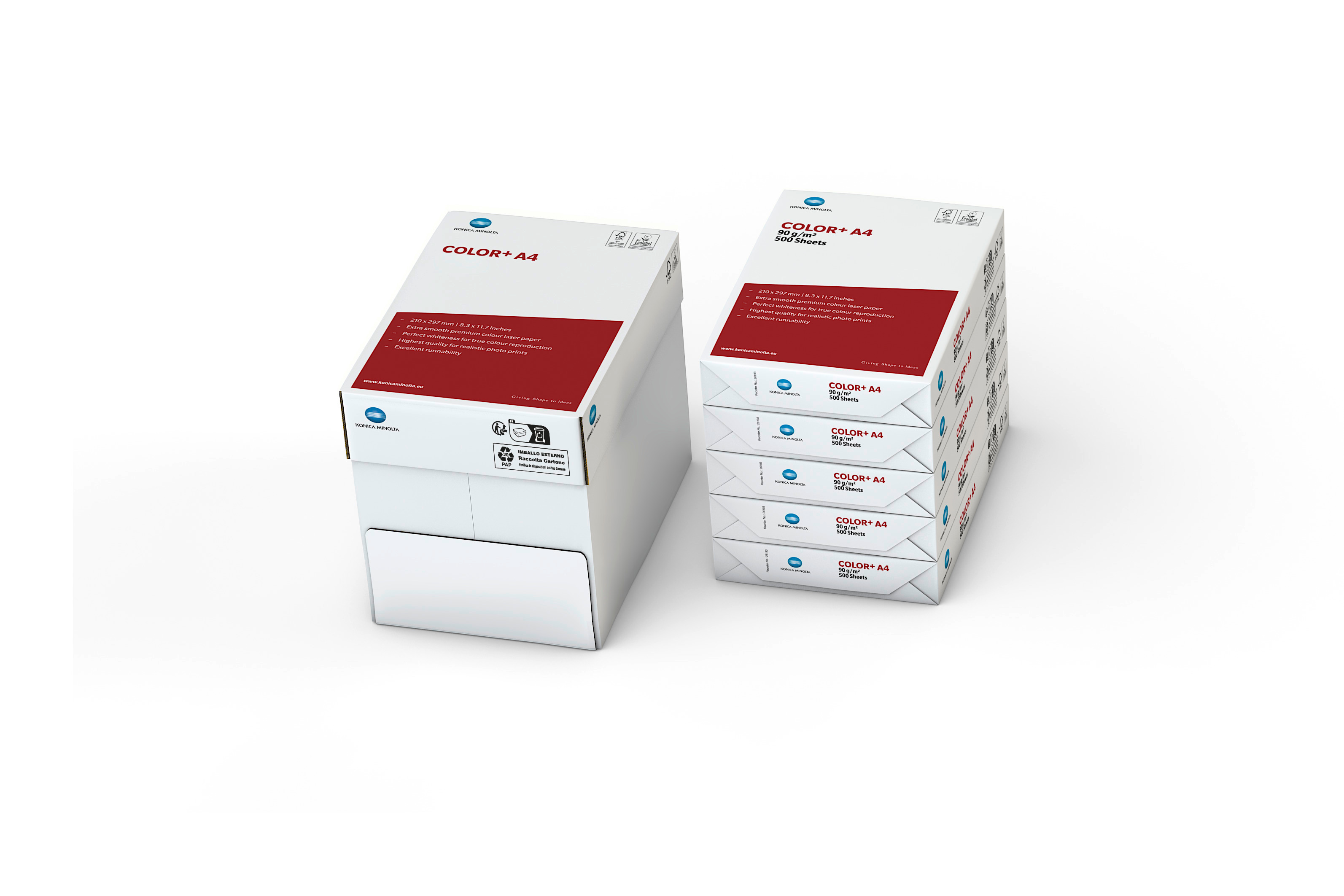 Konica Minolta Kopierpapier Color+, A4, 90g, 2.500 Blatt, Maxi-Box